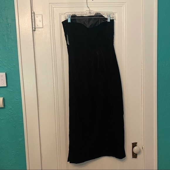 Shoshanna Roxford Black Strapless Velvet Midi Dress Size 4 Cocktail Evening - Picture 7 of 10